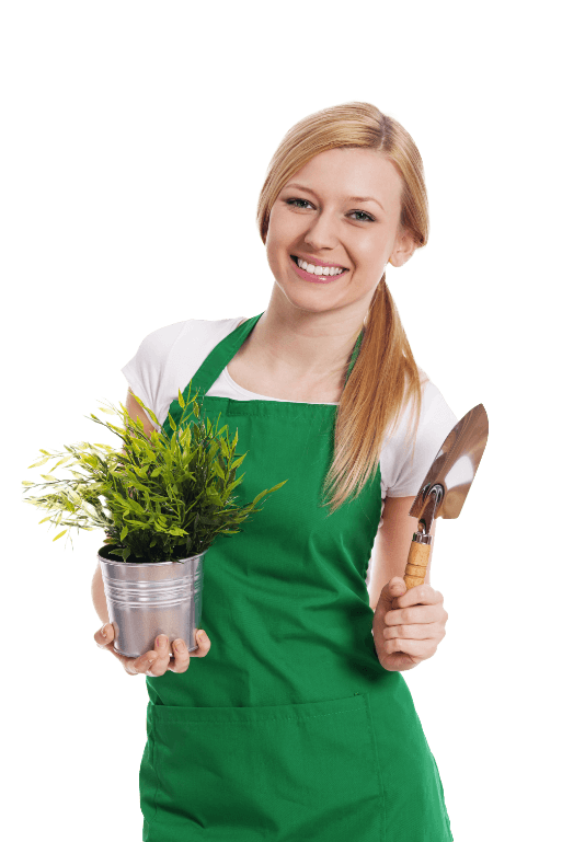 young woman with their garden crops